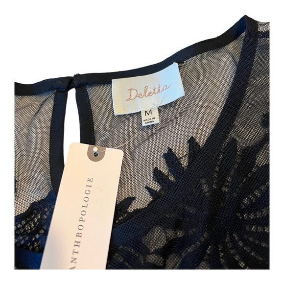 Deletta Garden Guise Mesh and Lace Top Blouse Black & Navy Occasion Top NEW - Picture 14 of 16